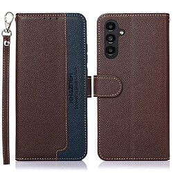 Etui en PU texture litchi, RFID blocking function avec support pour votre Samsung Galaxy A14 5G - marron