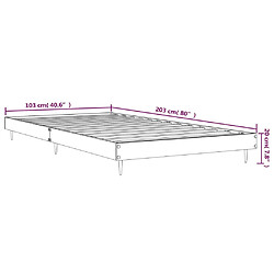 vidaXL Cadre de lit sans matelas chêne fumé 100x200 cm bois ingénierie pas cher