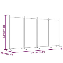 vidaXL Cloison de séparation 4 panneaux Noir 346x180 cm Tissu pas cher