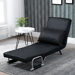 Acheter Homcom Fauteuil chauffeuse canapé-lit convertible 1 place déhoussable grand confort coussin pieds accoudoirs métal suède noir