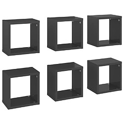 vidaXL Étagères cube murales 6 pcs gris brillant 22x15x22 cm