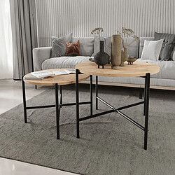 Avis Jeu de 2 tables Alexandra House Living Noir Chêne Métal Bois MDP 50 x 40 x 50 cm 65 x 50 x 65 cm