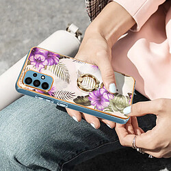 Avizar Coque Samsung A32 Bi-matière avec Bague de Maintien Motif Fleurs Violet pas cher