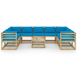 Avis Maison Chic Salon de jardin 10 pcs + coussins - Mobilier/Meubles de jardin - Table et chaises d'extérieur bois de pin imprégné -MN25056