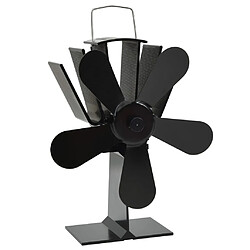 vidaXL Ventilateur de poêle alimenté par chaleur 5 pales Noir