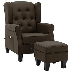 vidaXL Fauteuil de massage avec repose-pied Marron Tissu