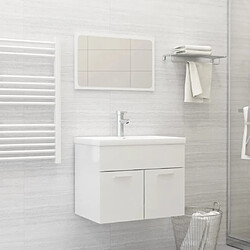 Maison Chic Ensemble de meubles de salle de bain,Armoire rangement Bain Blanc brillant Aggloméré -MN67063