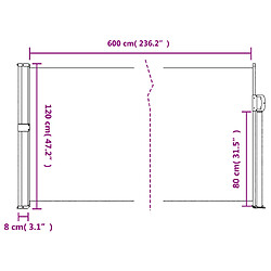 vidaXL Auvent latéral rétractable rouge 120x600 cm pas cher