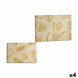 Gift Decor Toile Feuille d'une plante Doré 120 x 80 x 2,5 cm (4 Unités)