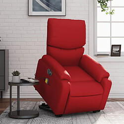 Maison Chic Fauteuil Relax pour salon, Fauteuil inclinable de massage électrique rouge similicuir -GKD47246