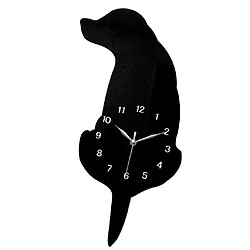 3d queue wagging chat chien mur horloge silence horloge chambre décoration noir chien 01