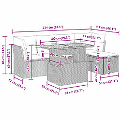 vidaXL Salon de jardin 6 pcs avec coussins gris résine tressée pas cher