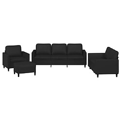 vidaXL Ensemble de canapés 4 pcs avec coussins Noir Similicuir