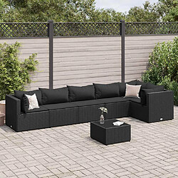 vidaXL Salon de jardin 7 pcs avec coussins Noir Résine tressée