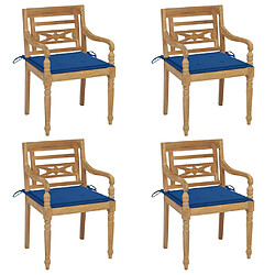 vidaXL Chaises Batavia avec coussins lot de 4 Bois de teck solide