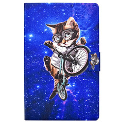 Etui en PU fermeture magnétique avec porte-cartes Chat et vélo pour votre Samsung Galaxy Tab A8 (2021) SM-X200/SM-X205