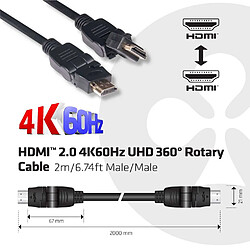 Club 3D CLUB3D HDMI 2.0 4K60Hz UHD 360 Degree Rotary cable 2m/6.74ft câble HDMI