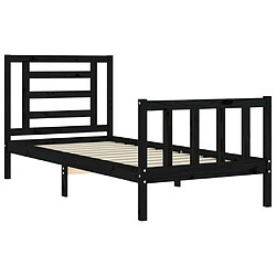 Maison Chic Lit adulte - Cadre Structure de lit avec tête de lit Contemporain noir 90x200 cm bois massif -MN11195 pas cher