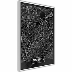 Paris Prix Affiche Murale Encadrée City Map Brussels Dark 20 x 30 cm Blanc