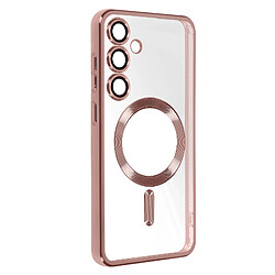 Avizar Coque MagSafe pour Samsung S24 Plus en Silicone Contour Chromé Rose Champagne