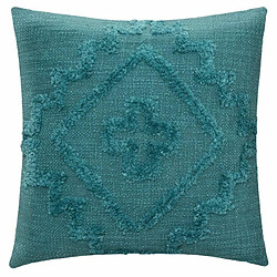 Coussin Déco Tufté Inca 40x40cm Bleu Canard