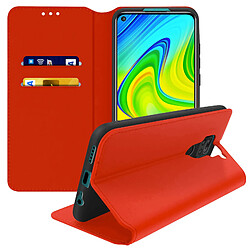 Avizar Housse Xiaomi Redmi Note 9 Étui Folio Portefeuille Fonction Support rouge