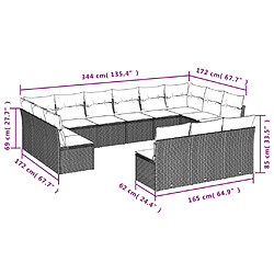 Acheter vidaXL Salon de jardin avec coussins 13 pcs marron résine tressée