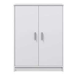 Pegane Armoire à Chaussures avec 2 portes coloris blanc - hauteur 101 x profondeur 36 x largeur 75 cm