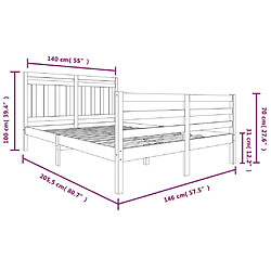 vidaXL Cadre de lit Marron miel Bois massif 140x200 cm pas cher