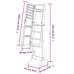 vidaXL Miroir sur pied 34x37x146 cm pas cher