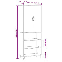 vidaXL Buffet haut Blanc 69,5x34x180 cm Bois d'ingénierie pas cher