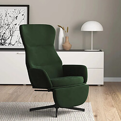 vidaXL Chaise de relaxation avec repose-pied Vert foncé Velours