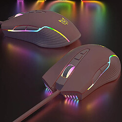 Universal CW905 Pink Girl Gaming Mouse Wired Mechanical Game dédié RVB Computer Mouse 6 vitesses DPI pas cher