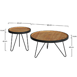 Rendez Vous Deco Tables basses gigognes Bao en bois de teck et métal (lot de 2)