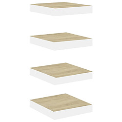 Maison Chic Lot de 4 Étagères murales,Étagère Rangement flottate Chêne et blanc 23x23,5x3,8 cm MDF -MN14834