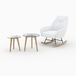 Rendez Vous Deco Ensemble rocking chair Shaun en tissu bouclé blanc et table basse