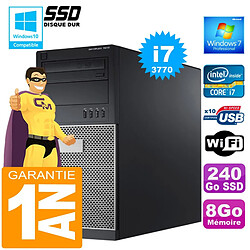 PC Tour DELL 7010 Core I7-3770 Ram 8Go Disque 240 Go SSD Graveur DVD Wifi W7 - Occasion