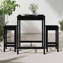 Avis Maison Chic Table de bar et chaises d'extérieur 3 pcs,Ensemble de bar de jardin pour relax noir bois de pin massif -GKD128766