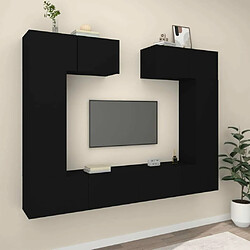 Maison Chic Ensemble de meubles TV 6 pcs | Banc TV Moderne pour salon | Meuble de Rangement - Noir Bois d'ingénierie -MN63730