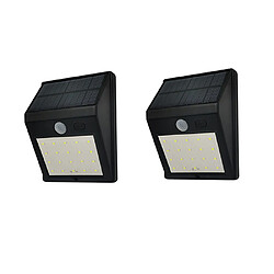 Lot de 2 Eclairage LED Solaire à Détection de mouvement Mural Noir 30 lumen et 160 lumen de marque KYF