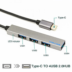 Hub 4 Ports En Aluminium de Qualité Supérieure Vers USB 3.0 Type C pour Ordinateur Portable IMac Pro pas cher