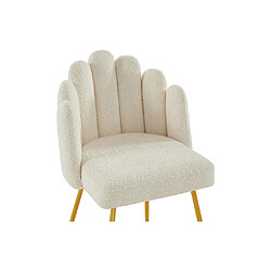 Lot de 2 chaises en tissu bouclette et métal doré - Crème - ALTINAM de Pascal MORABITO pas cher