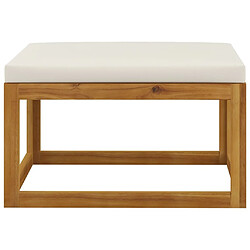 Maison Chic Repose-pied,Tabouret confortable avec coussin blanc crème Bois d'acacia massif -MN12474