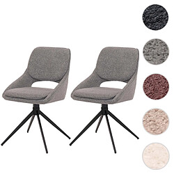 Mendler Lot de 2 chaises de salle à manger HWC-N73, chaise de cuisine, pivotante Auto-Return, tissu/textile Boucle (540g/m²) Oeko-Tex ~ gris