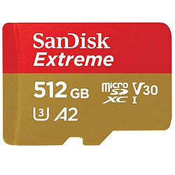 Avis Carte mémoire flash - SANDISK - 512GB - Extreme microSDXC 160MB/s A2 C10 V30 UHS-I U3