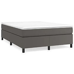 vidaXL Sommier à lattes de lit avec matelas Gris 140x200 cm Similicuir