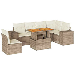 vidaXL Salon de jardin avec coussins 7 pcs beige résine tressée