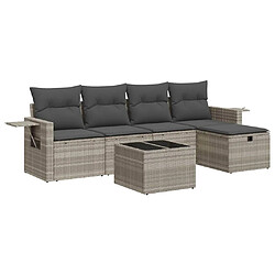 vidaXL Salon de jardin 6 pcs avec coussins gris clair résine tressée