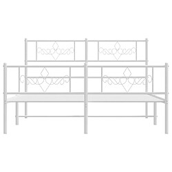 Acheter Maison Chic Lit adulte - Lit simple Cadre de lit métal avec tête de lit/pied de lit,Structure du lit Contemporain pour chambre blanc 120x190cm -MN32837