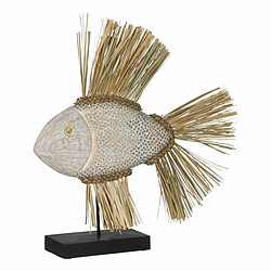 BigBuy Home Figurine Décorative Blanc Marron Naturel Poisson 57 x 12 x 60 cm